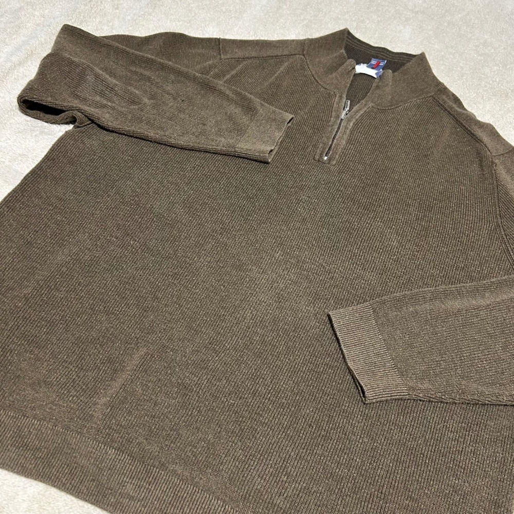 Tommy Bahama Quarter Zip Pullover Mens XXL Brown Reversible Pima Cotton Ribbed